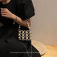 Handmade Pearl Beaded Shoulder Messenger Bags Vintage Female Mini Chain Purse Shopping Bags Pure Color Bucket