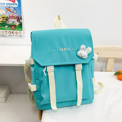 New Korean Letters Embroidery Waterproof Nylon Women Backpack Female Square Portable Travel Bag Teenage Girl Kawaii Schoolbag