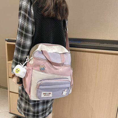 Multifunctional Medium Capacity Women Backpack Kawai Panelled  Shoulder Bag for Teenager Girls Backpacks Preppy Small Schoolbag