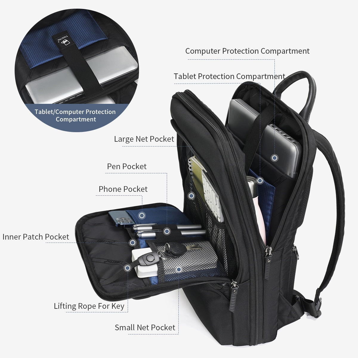 New Tigernu Expandable Thin Male Business Travel Back Pack Bag Men&#39;s Waterproof 15.6 inch Laptop Backpack Bag for Men