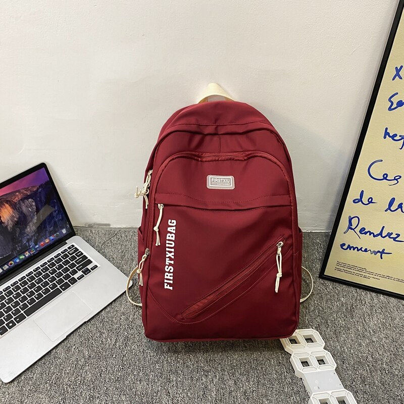 Fashion Letter Printing Nylon Backpack Women Solid Color Big School Bag Cool Backpack Men Laptop Backpack Kawaii Travel Mochila