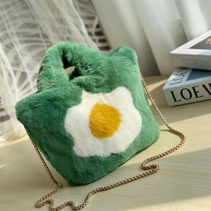 Funny Egg Design Chain Handbag for Women Winter Soft Shoulder Handbags Women&#39;s Travel Totes Ladies Handbag Purses and Crossbody