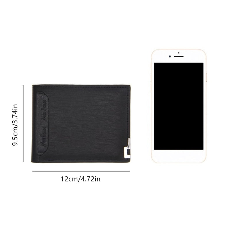 New Men&#39;s Wallet Short Multi-card Coin Purse Fashion Casual Wallet Male Youth Thin Three-fold Horizontal Soft Wallet Men PU