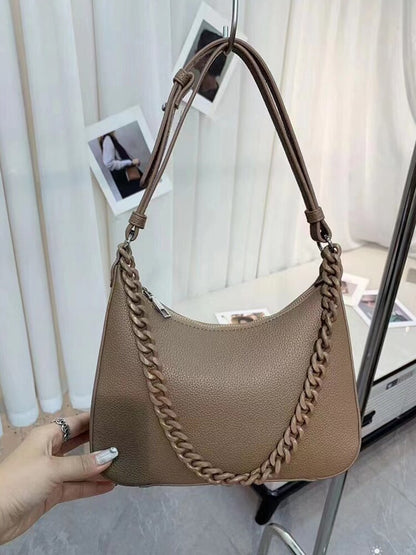 New Occident Style Fashion Chain Handle PU Leather Crossbody Sling Bags Lady Woman Handbag Crossbody Slingle Shoulder Totes Bag