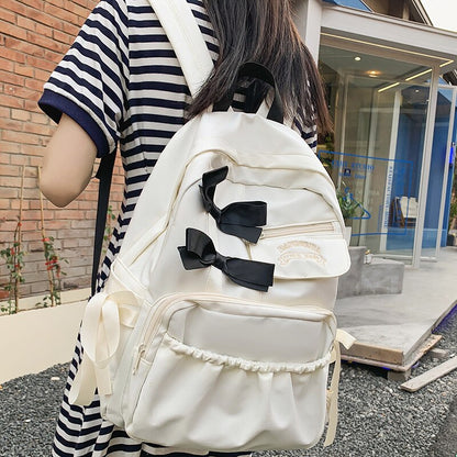 Female Bow Kawaii Student Bag Women School Bag Fashion Ladies Laptop Teen College Backpack Cute Girl Travel Book Backpack Trendy