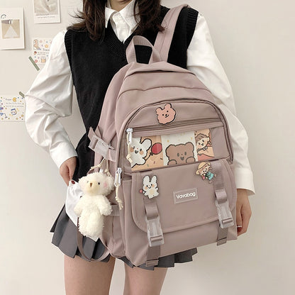 Fashion Waterproof Women Backpack For Teenager Kawaii Girl Female School Bag Nylon Black Cute Students Bookbag Colourful Blue