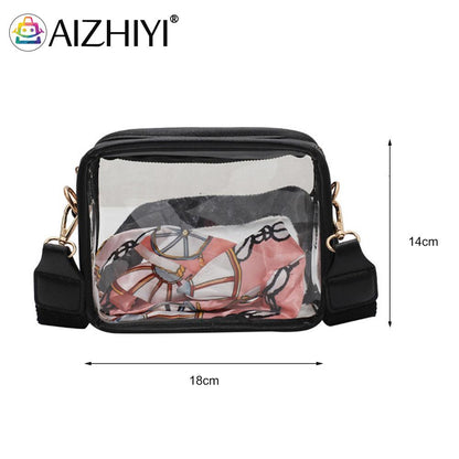 PVC Clear Crossbody Bags for Women Men Stadium Approved Transparent Shoulder Handbag Small Square Phone Bag Outdoor Wallet Purse