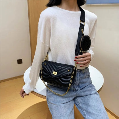 Luxury Women&#39;s bag crossbody shoulder bag 2 in 1 Messenger handbag tote bags fashion chain Belt Sling bag V letter Composite Bag