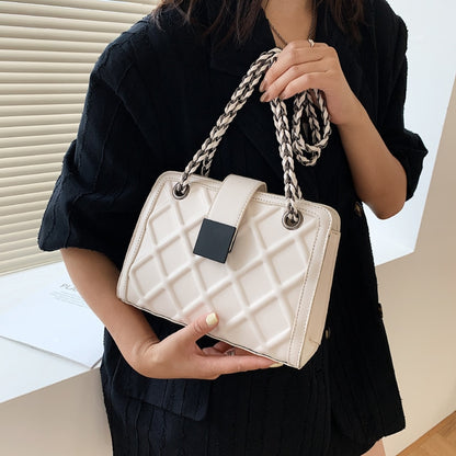 High quality leather shoulder bag for women rhombic grid leather shoulder bag