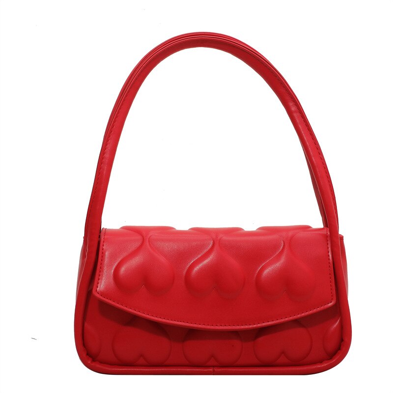 New Style Women Vintage Armpit Shoulder Bag Heart Shape Pattern Ladies Flap  Bag High Quality PU Leather Handbag Purses