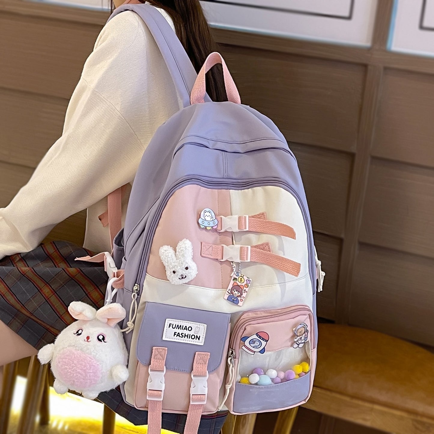 New Women Waterproof Cute Transparent Leisure School Bag Fashion Girl Travel Laptop Backpack Female Trendy Book Bag Lady College