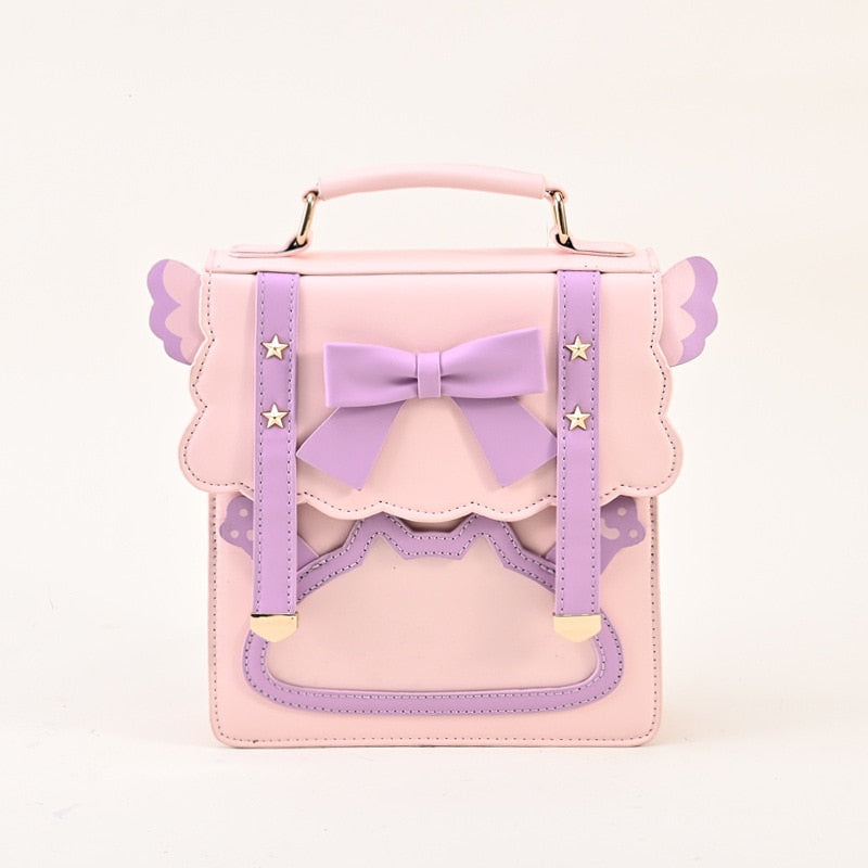 Kawaii Cute Bow Ita Backpack for Women Girl Japanese Transparent Jk Uniform School Bag Lolita Cosplay Shoulder Bag Small Bookbag