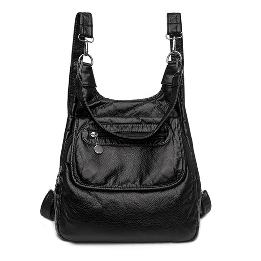 Women Backpack Soft Leather Shoulder Bags For Women Multi-Function Shoulder Bag Female Preppy School Backpacks For Teenage Girls