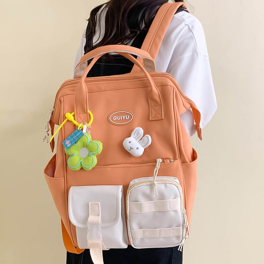 Harajuku Cute Fashion Backpack Multi-pocket Large Capacity Computer Backpack Student Bag Trendy College Backpacks Kawaii Bags