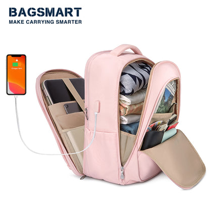 Women&#39;s Backpack BAGSMART Business Laptop Backpacks with USB Charging Port Waterproof Schoolbag Dropshipping 50% MSRP Wholesale