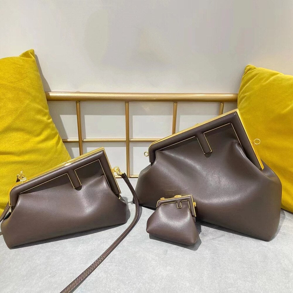 New Female Brand Design Genuine Cowhide Leather Clip Handbag Chain Messenger Bag Clip Clutches Lipstick Mini Bag Women Bag