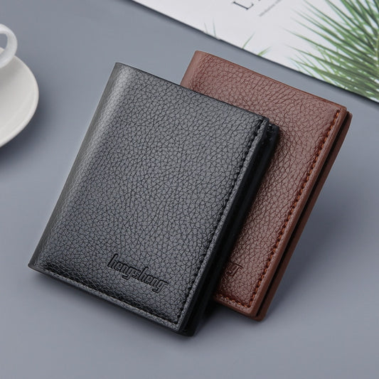 Men Wallets 100% Genuine Leather Real Cowhide Card Holder Wallets for Man Short Fashion Black Coin Purse Photo Money Clip Bag