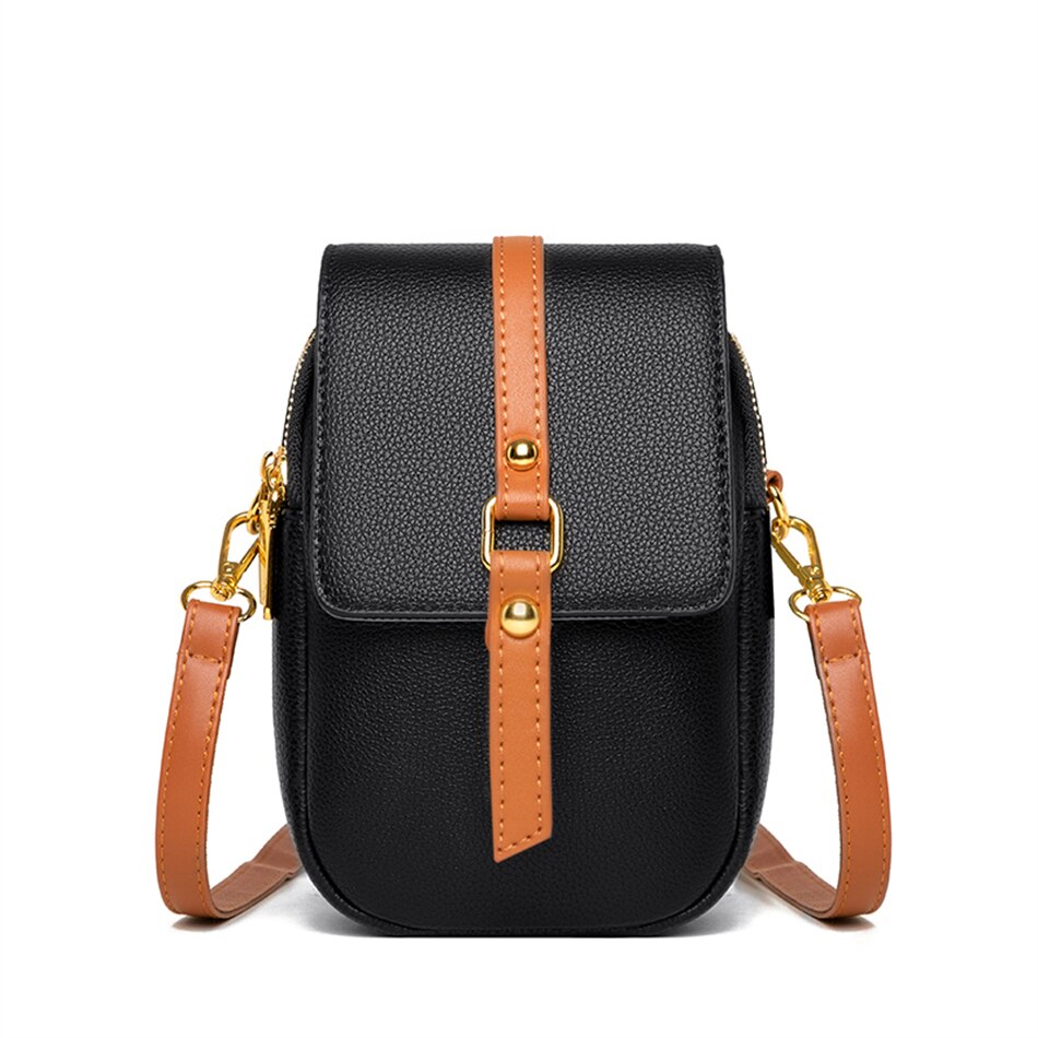 Women Pu Leather Shoulder Messenger Small Bags Solid Color Cell Phone Mini Bag High Quality Ladies Shopper Handbags and Purses