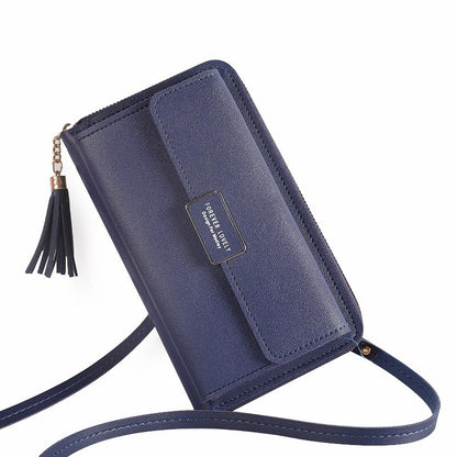 Women Shoulder Strap Bag Multifunction Long Wallet Fashion Tassel HandBag Hasp Card Holder Ladies Small Crossbody Cell Phone Bag