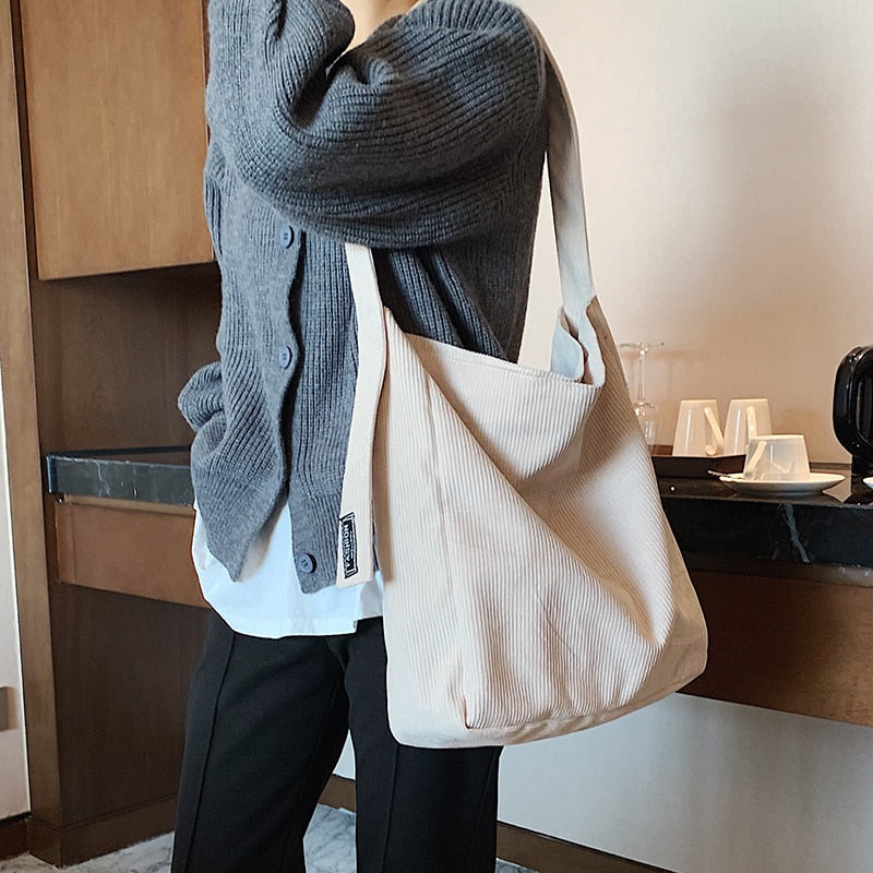 Corduroy Large Capacity Female Tote Handbags Ladies Casual Shopping Bag Fashion Women Durable Shoulder Pack женские сумки