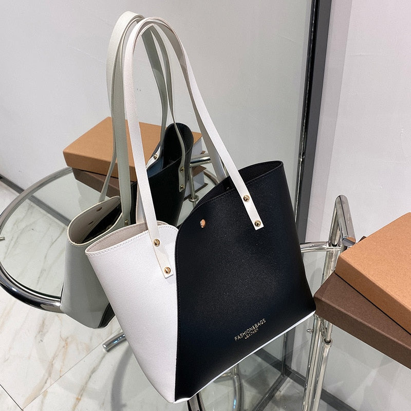 Hot sale large women&#39;s bag large capacity shoulder bags high quality PU leather shoulder bags ladies wild bags sac a main femme