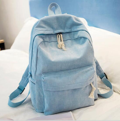 Women Backpack Corduroy Design School Backpacks For Teenage Girls School Bag Striped Rucksack Travel Bags Soulder Bag Mochila