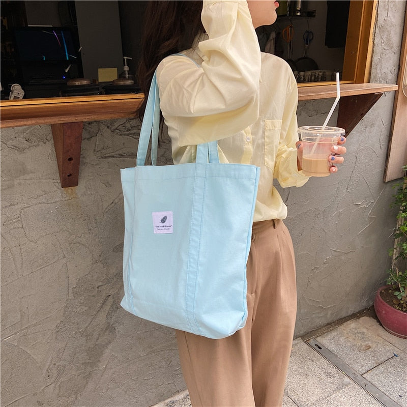 New Retro Women&#39;s Shoulder Bag Simple Solid Color Small Fresh Canvas Bag Literary Women&#39;s Buckle Tote Bag Large Capacity Handbag