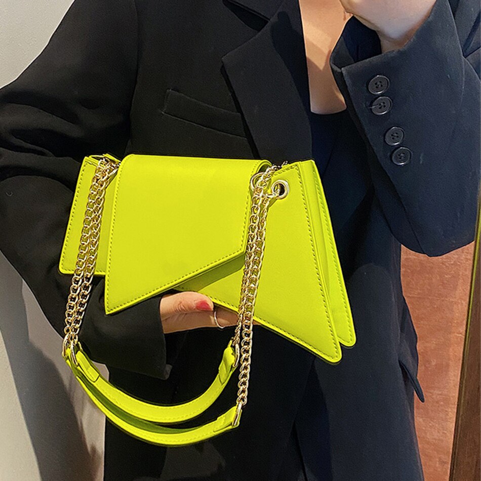 Luxury Irregular Shape Women Shoulder Bags Brand Design Female Handbags and Purses High Quality PU Leather Solid Color Chain Bag