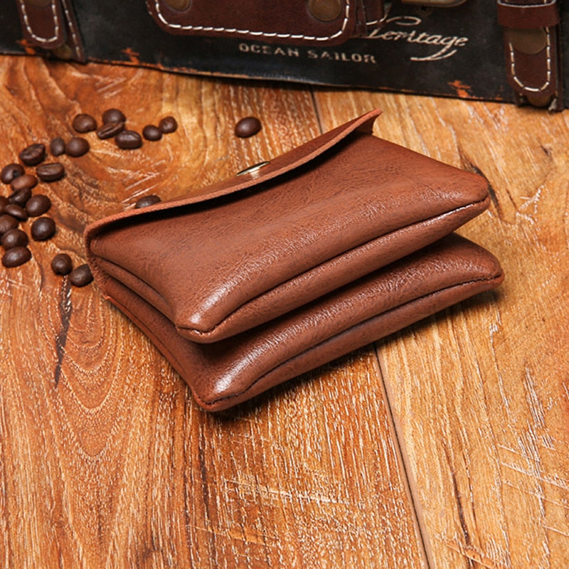 PU Leather Wallet Men Solitaire Storage Bag Double Layer ID Credit Card Holders Coin Purse Pouch Women Wallets Business Purses