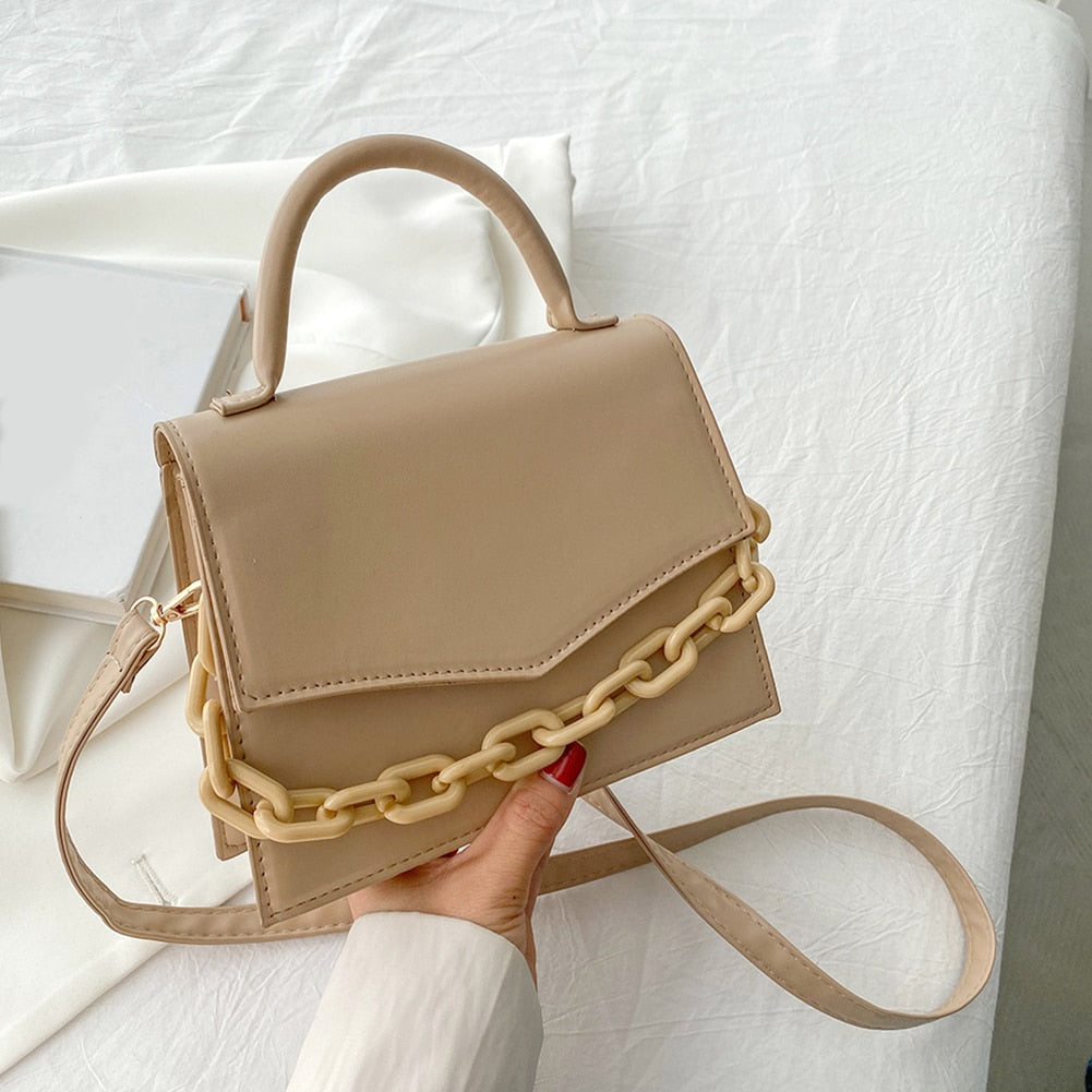 Women Fashion Crossbody Bags Solid Color PU Leather Messenger Bags Casual Small Top-handle Bags Handbags Female Shoulder Bags