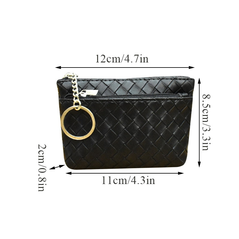 Woven Pattern Coin Wallet Zipper Coin Purse Key Bags Change Purse Earphone Organizer Card Bags Simple Small Carteras Para Mujer
