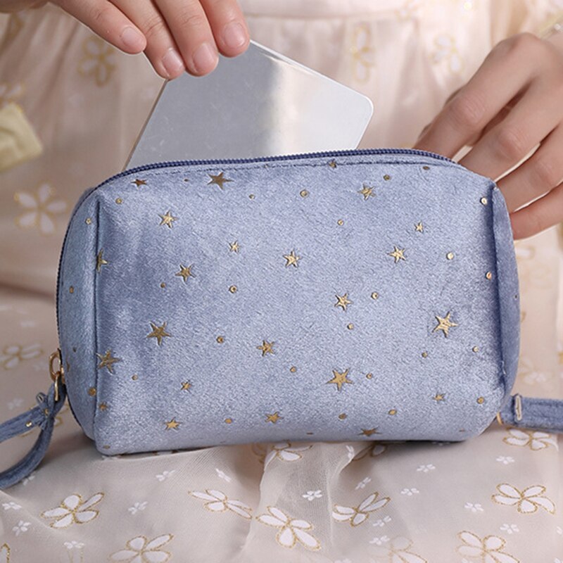 Soft Velvet Girl Portable Cosmetic Bag Makeup Bag Organizer Lipstick Storage Bag Women Female Toiletry Beauty Make Up Case Pouch