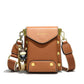 100% Cowhide Women&#39;s Wide Strap Shoulder Bag Genuine Leather Messenger Mobile Phone Bag With Pendant Square Ladies Crossbody Bag