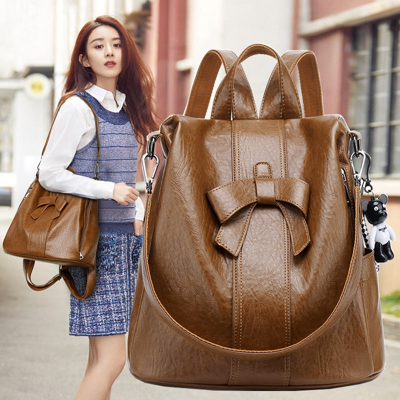 Anti-theft Women&#39;s Luxury Bags Multi-purpose Bow Women Handbag Female Bag Backpack for Travel Back To School Mochila Femenina