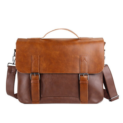 Men&#39;s Brand Briefcase Business Office Laptop Bag Crazy Horse PU Leather Handbag Casual Man Messenger Bags Retro Male Tote