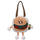 Kawaii Hamburger Shoulder Bag for Girls Large Capacity Canvas Doll Handbag Student Book Organizer Creative Cute Shopping Bags