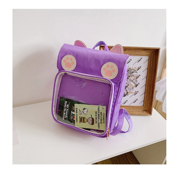 Ita Bag Cat Style Backpacks Paws Kawaii Harajuku Schoolbags Backpack for Teenager Girls Transparent Backpack Clear Itabag