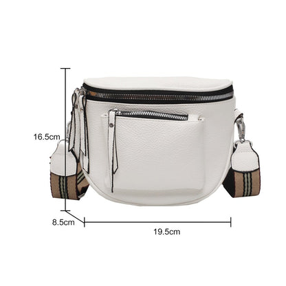 Fashion Saddle Shoulder Crossbody Bag Women Soft Leather Casual Chest Belt Packs for Ladies Outdoor Shopping Travel