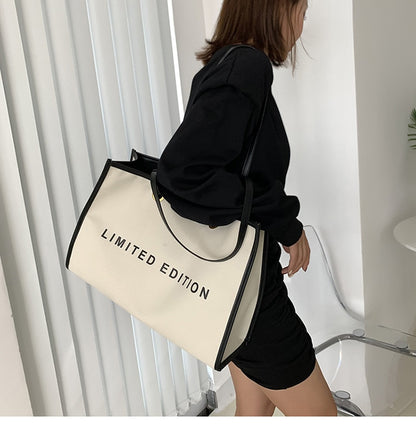 Fashion Letters Large Capacity Tote Bag Designer Canvas Women Shouler Bags Simpler Lady Handbags Big Shopper Purse Travel Bag