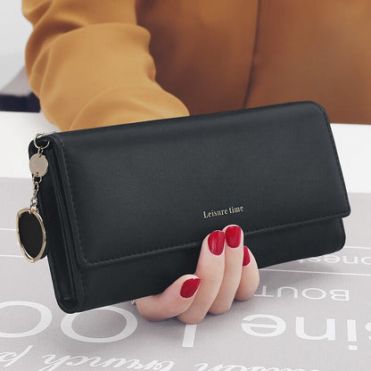 New Fashion Women Wallets Brand Letter Long Tri-fold coin Purse Fresh PU Leather Female Clutch Card Holder Cartera Mujer