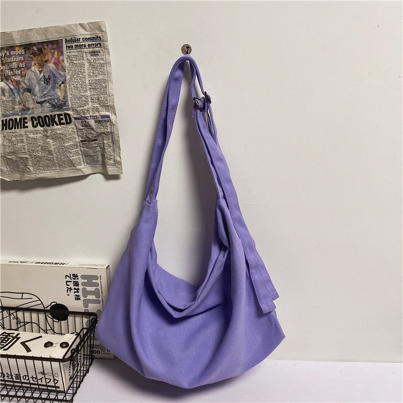 Women&#39;s Shopper Bags Canvas Solid Shoulder Large Capacity Shopping Casual Tote Handbag Ladies Solid Messenger Bags For Women