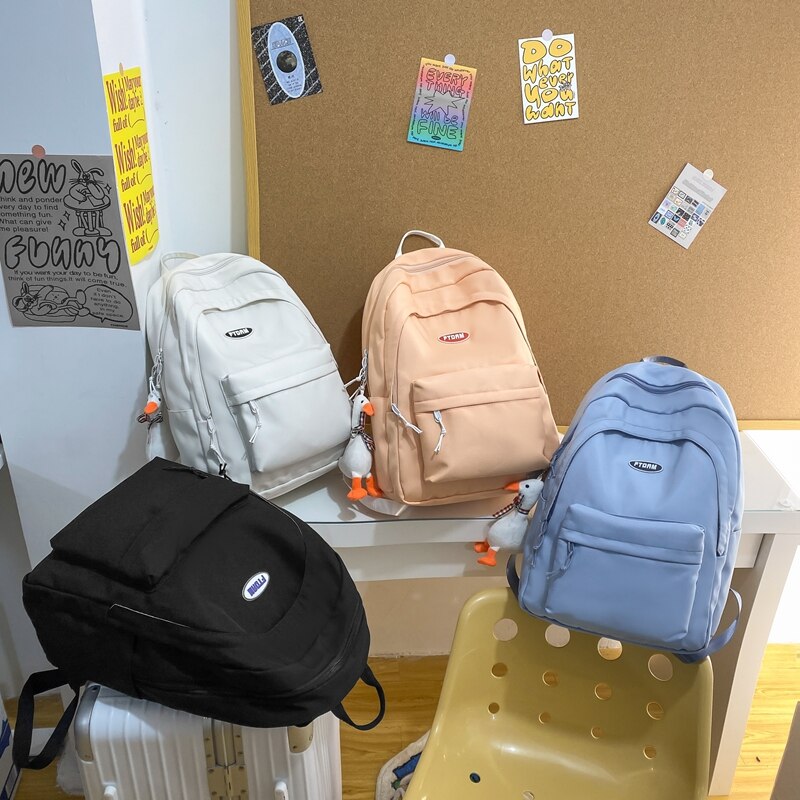 DCIMOR New Large Capacity Nylon Women Backpack Female Cool Waterproof Travel Bag Kawaii Girl Fashion Schoolbag Preppy Bookbag