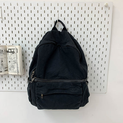 Simple Solid Color Canvas Backpack For Women College Student Vintage Laptop Bag Kawaii Ladies Travel Backpack Fashion Schoolbag