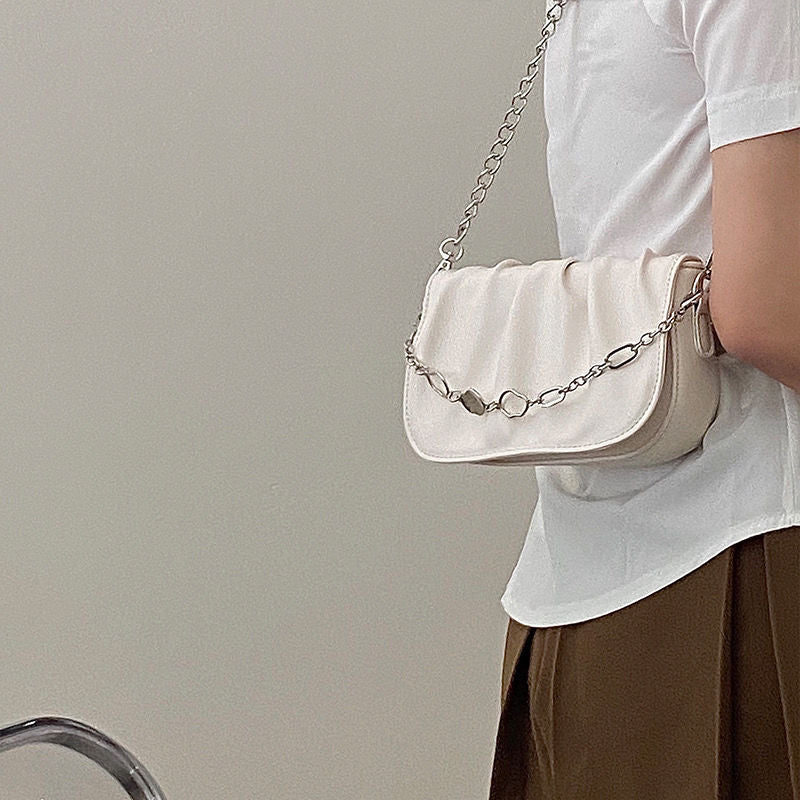 Xiuya Small Minority Casual Shoulder Bags For Women Pleated Clound Crossbody Bags With Chain Small Handbag Woman Purse Wallet