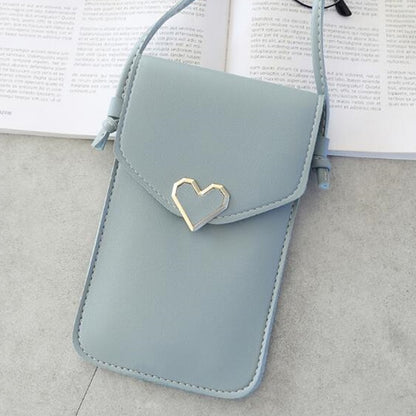 Phone Shoulder Bag For Women Transparent Coin Purse Heart Shape Hasp Crossbodybag Cute Female Mobile Pouch Bags