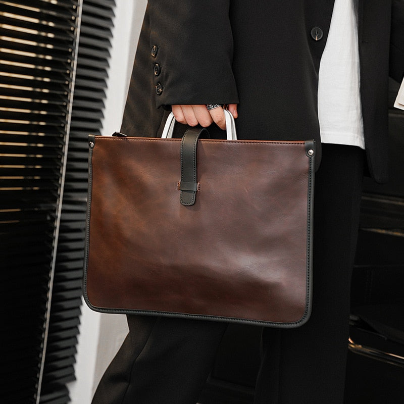 Luxury Business Briefcase Male High-quality Crazy Horse PU Leather Crossbody Shoulder Bag Men Laptop Bag Man Handbag Briefcases