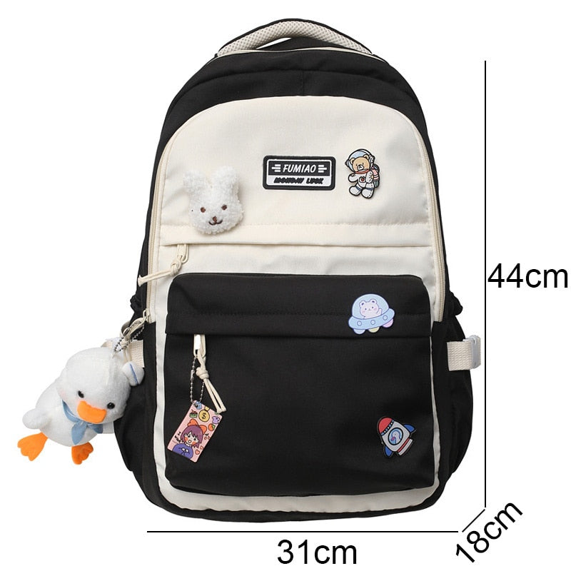 Trendy Lady Kawaii Badge Bag Female Cute Laptop College Backpack Fashion Women School Bag Girl Travel Harajuku Book Backpack New