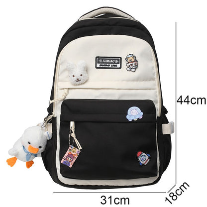 Trendy Lady Kawaii Badge Bag Female Cute Laptop College Backpack Fashion Women School Bag Girl Travel Harajuku Book Backpack New