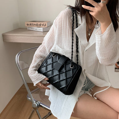 High quality leather shoulder bag for women rhombic grid leather shoulder bag