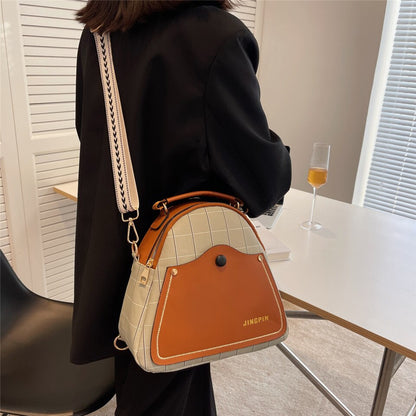 Multifunctional Women Backpack Wide Strap female shoulder bag PU Leather Ladies hand bag Plaid Designer bagpack for girls totes